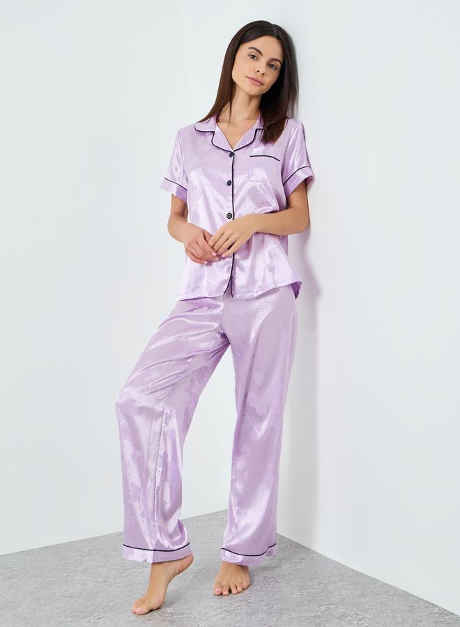 Take Two Women Purple Satin Shirt and Pyjama Set - Image 5